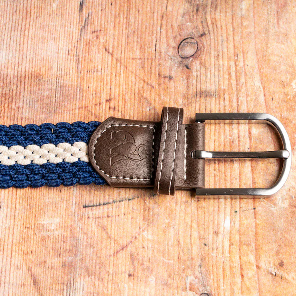 Swole Panda Mens Belts Woven Belt - Blue / White Stripe