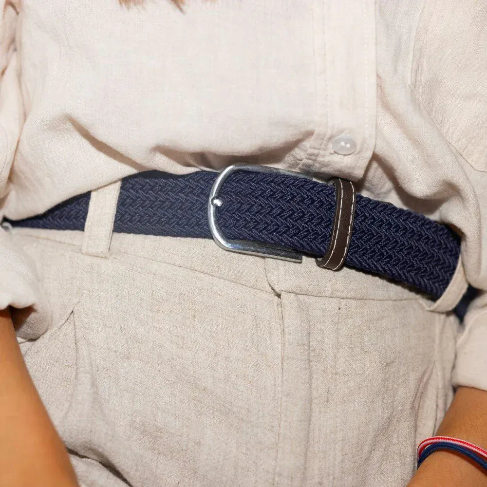 Swole Panda Mens Belts Woven Belt - Dark Blue