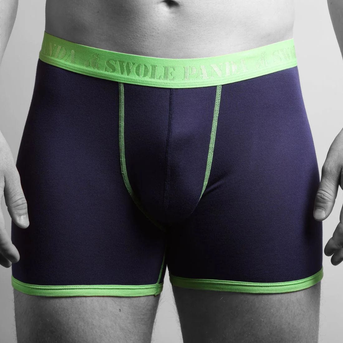 Swole Panda Mens Boxers Bamboo Boxer Twin Pack - Green & Leaves