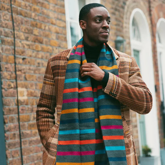 Swole Panda Mens Scarves Multi Fine Stripe Bamboo Scarf