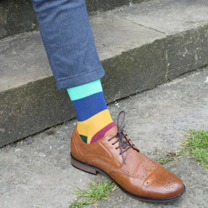 Swole Panda Mens Socks Block Striped Bamboo Socks