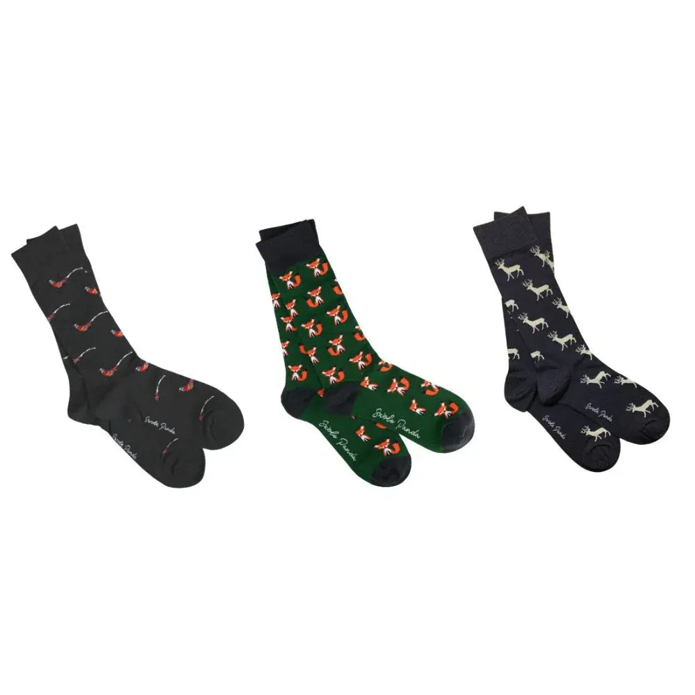Swole Panda Mens Socks Country Sock Box - 3 Pairs of Bamboo Socks