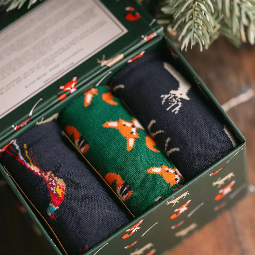 Swole Panda Mens Socks Country Sock Box - 3 Pairs of Bamboo Socks