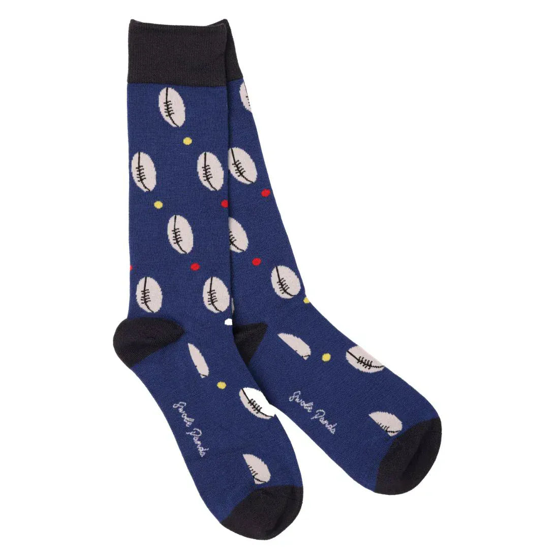 Swole Panda Mens Socks Rugby Ball Bamboo Socks (Comfort Cuff)