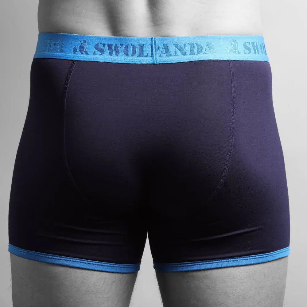 Swole Panda Navy and Blue Waistband Bamboo Boxers