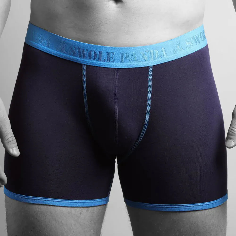 Swole Panda Navy and Blue Waistband Bamboo Boxers