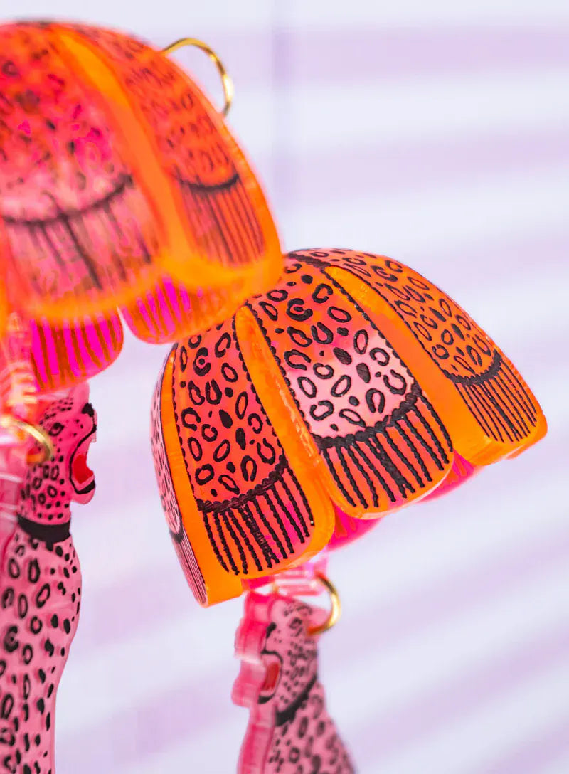 Tatty Devine Earrings Leopard Lamp Shade Earrings - Pink