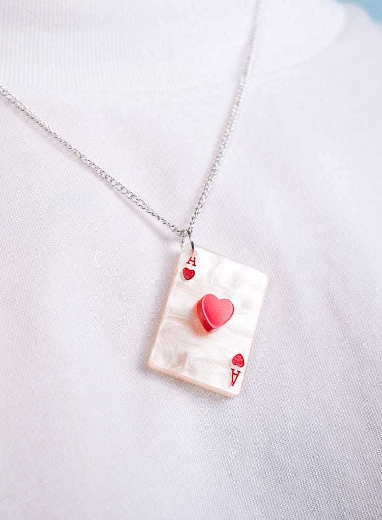 Tatty Devine Jewellery Ace of Hearts Card Pendant Necklace