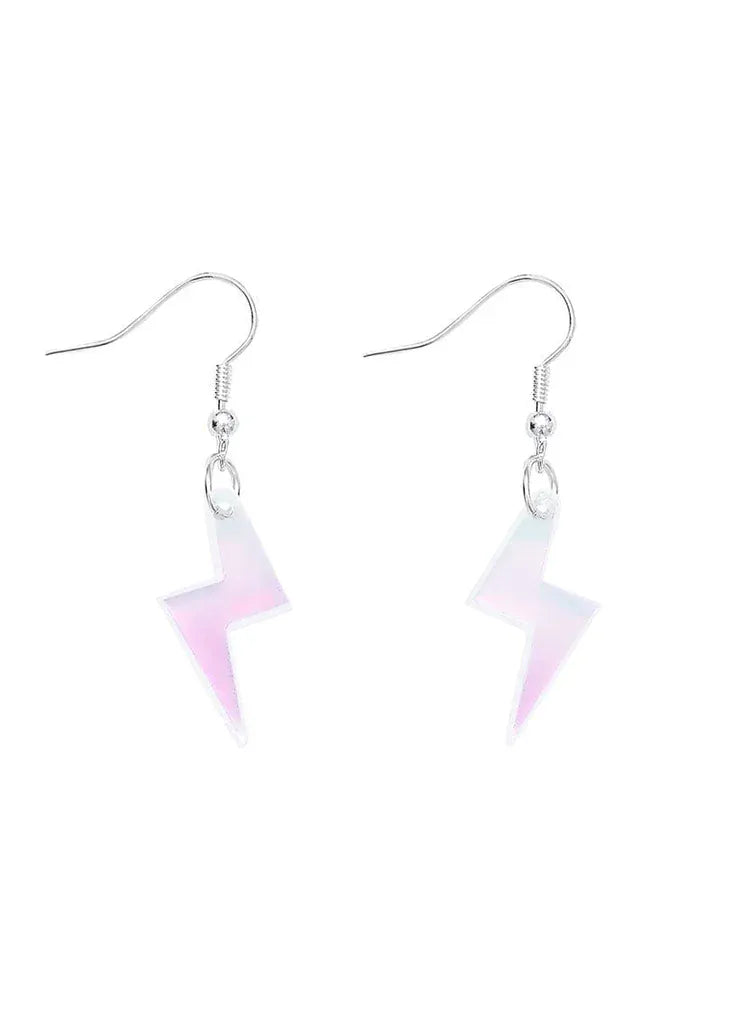 Tatty Devine Jewellery Bolt Charm Earrings - Iridescent on Silver