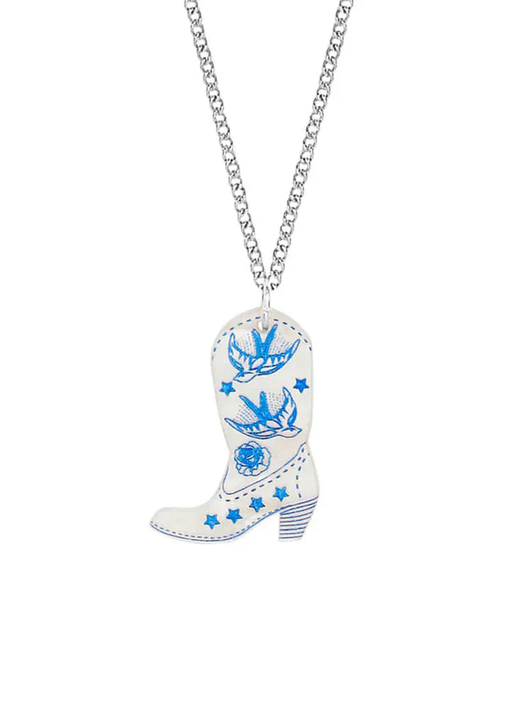 Tatty Devine Jewellery Cowboy Boot Pendant Necklace - Cream Pearl
