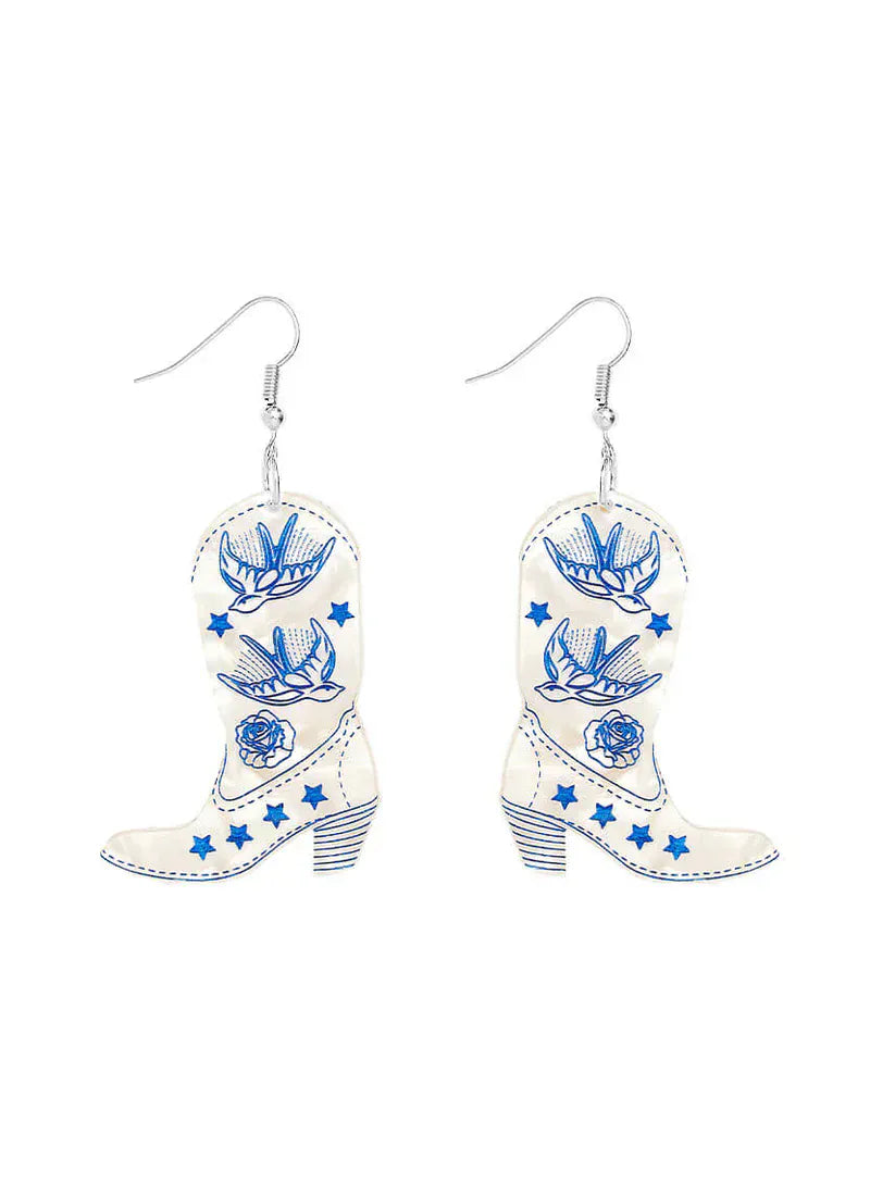 Tatty Devine Jewellery Cowboy Boots Earrings - Cream Pearl