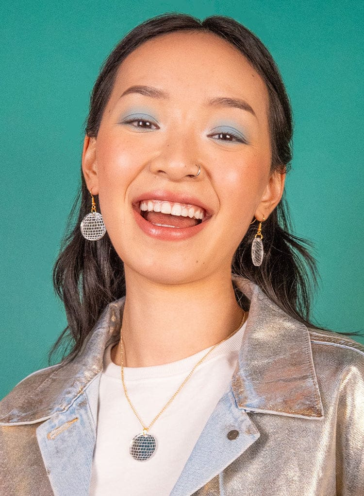 Tatty Devine Jewellery Disco Ball Earrings Gold Plated