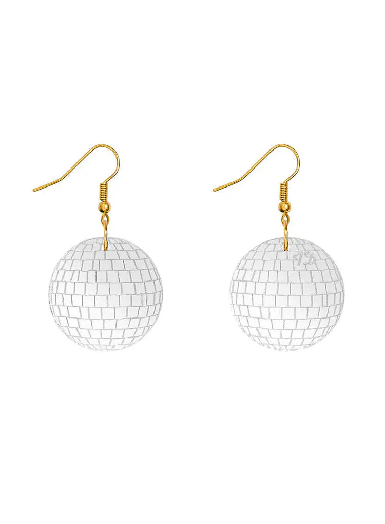 Tatty Devine Jewellery Disco Ball Earrings Gold Plated