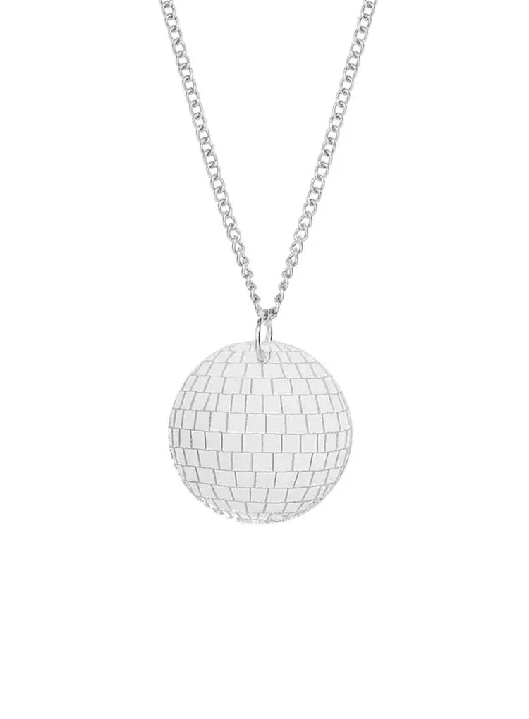 Tatty Devine Jewellery Disco Ball Pendant Necklace - Silver Chain
