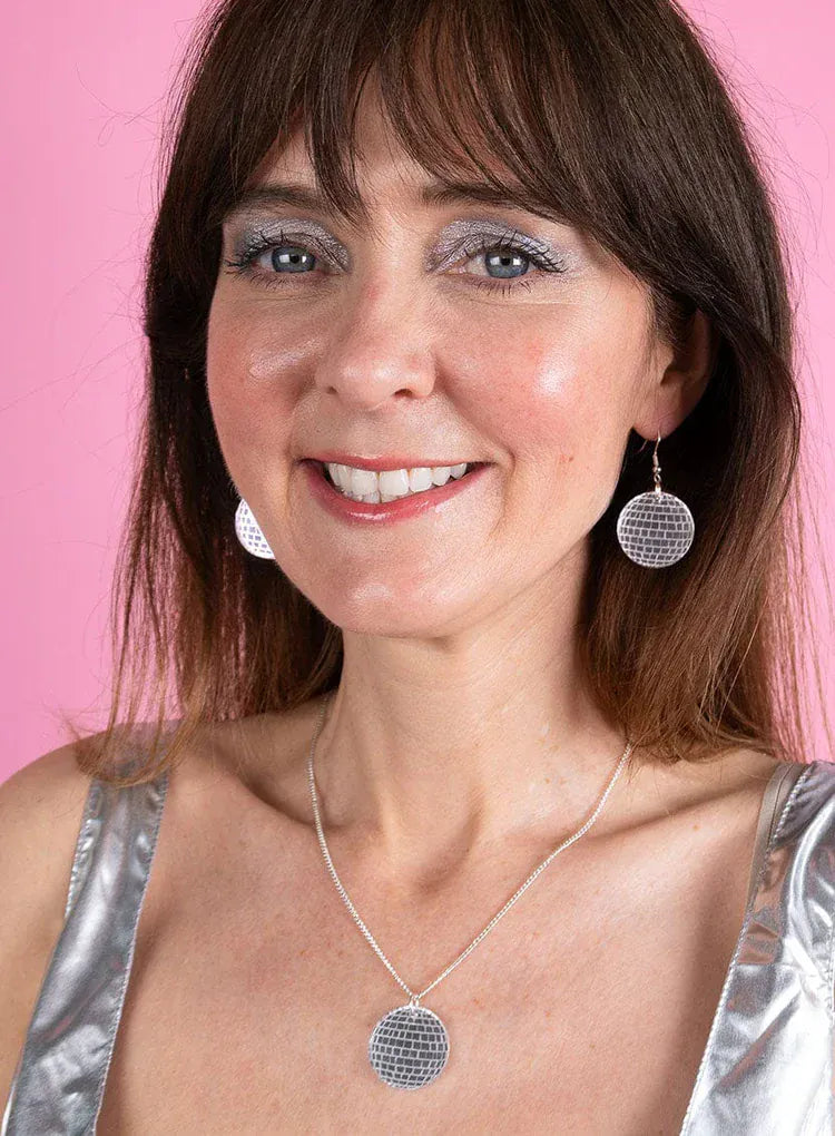 Tatty Devine Jewellery Disco Ball Pendant Necklace - Silver Chain