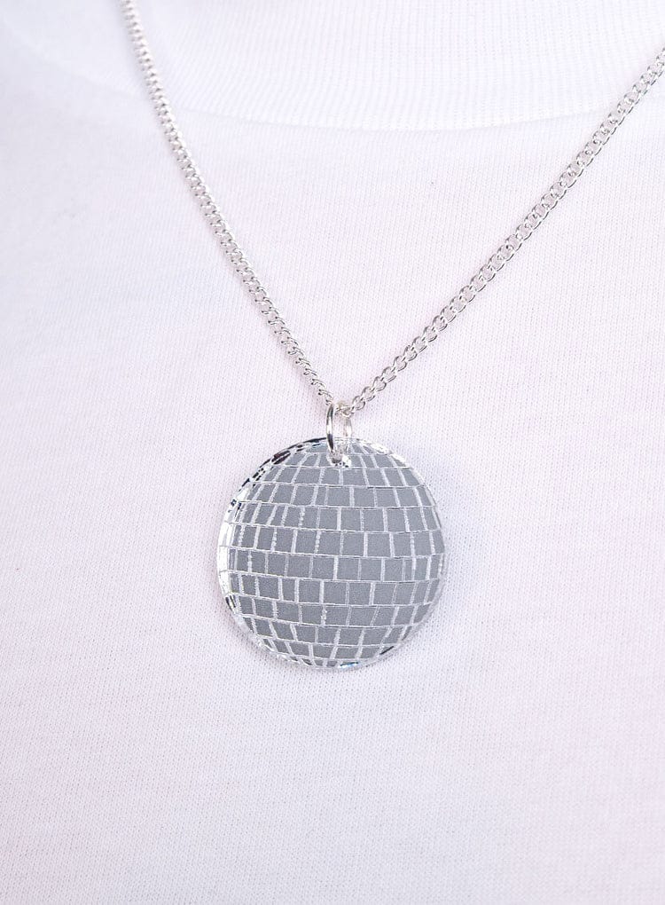 Tatty Devine Jewellery Disco Ball Pendant Necklace - Silver Chain