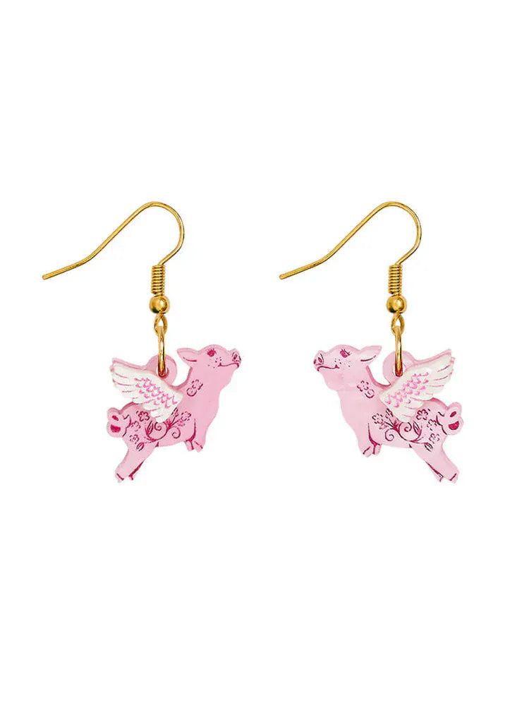 Tatty Devine Jewellery Pigs Might Fly Earrings - Gold