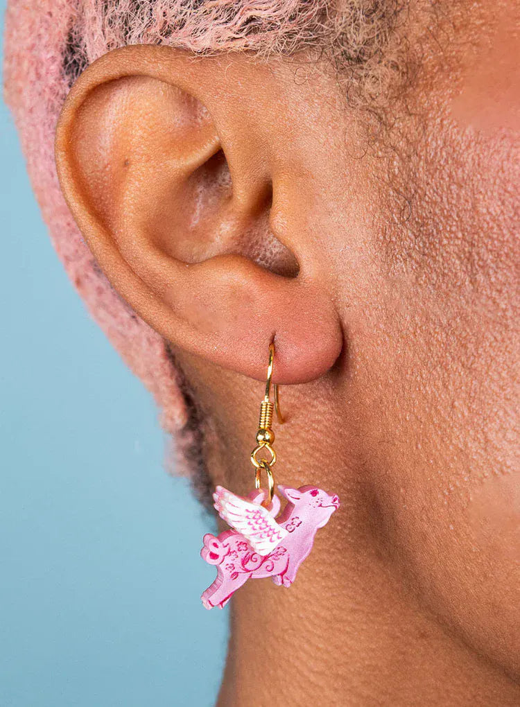 Tatty Devine Jewellery Pigs Might Fly Earrings - Gold