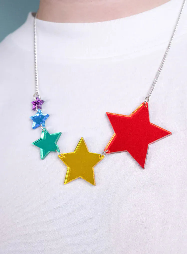 Tatty Devine Jewellery Shooting Star Necklace - Rainbow Mirror