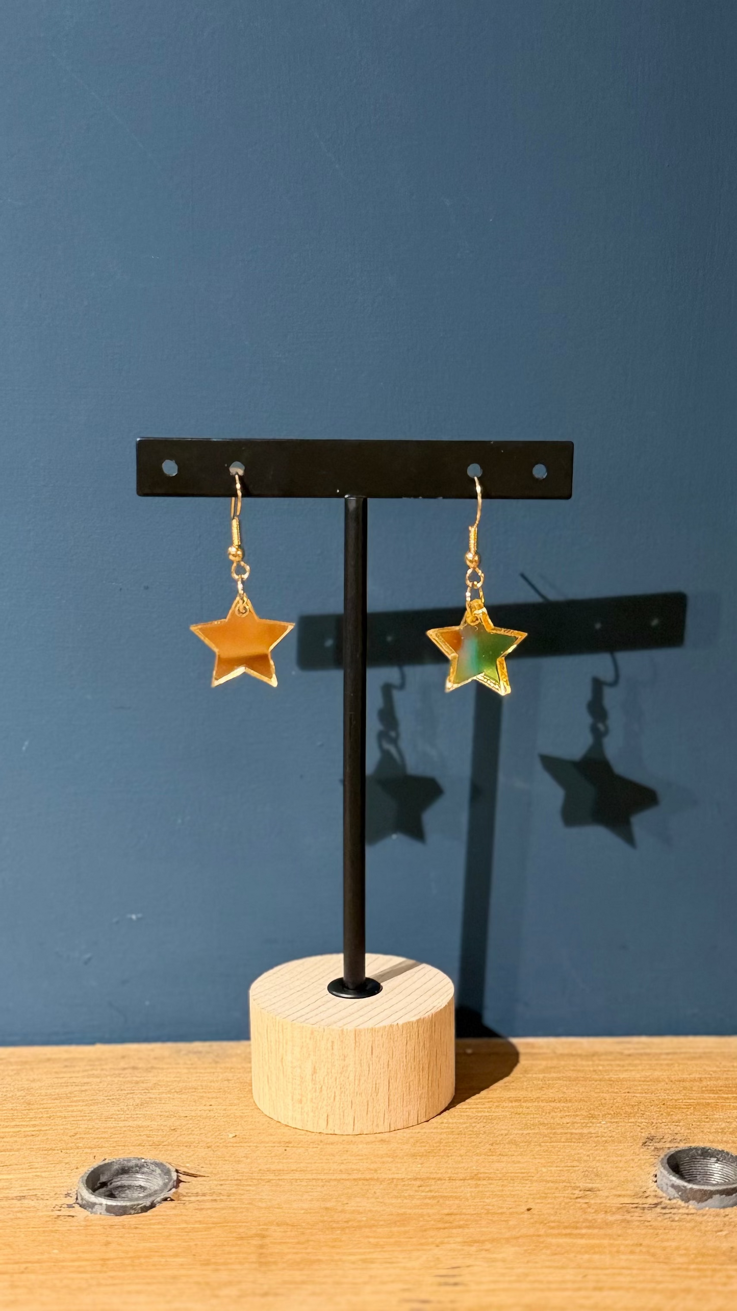 Tatty Devine Jewellery Star Charm Earrings - Gold Mirror on Gold