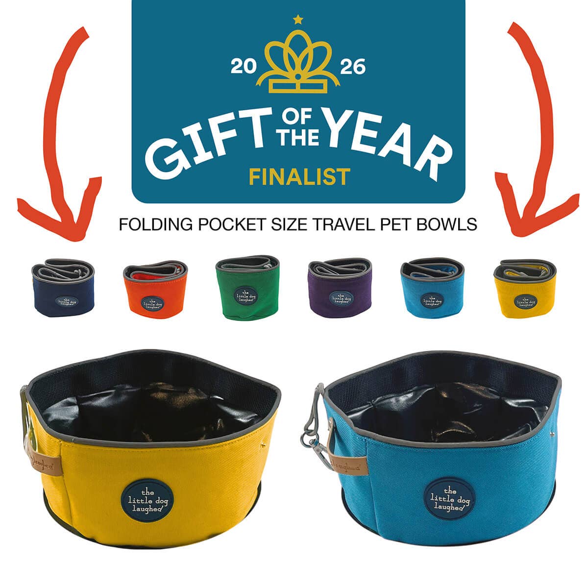 The Little Dog Laughed Folding Travel Bowl | Navy | WINNERS GotY2026