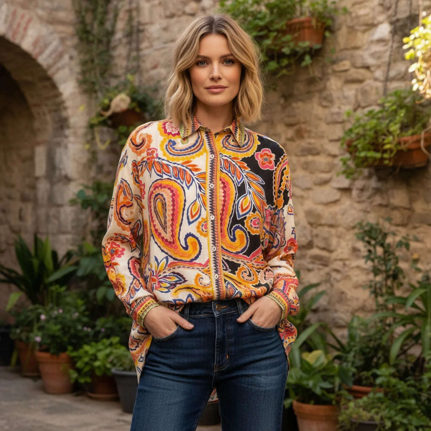 Tolani Tops Kennedy Paisley Top