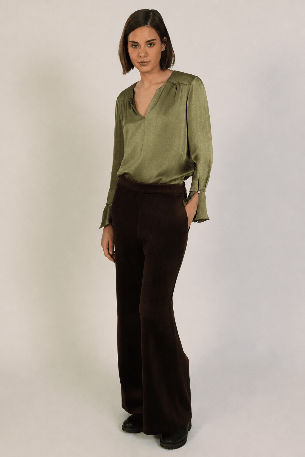 Traffic People Tops Dandy Blouse in Olive