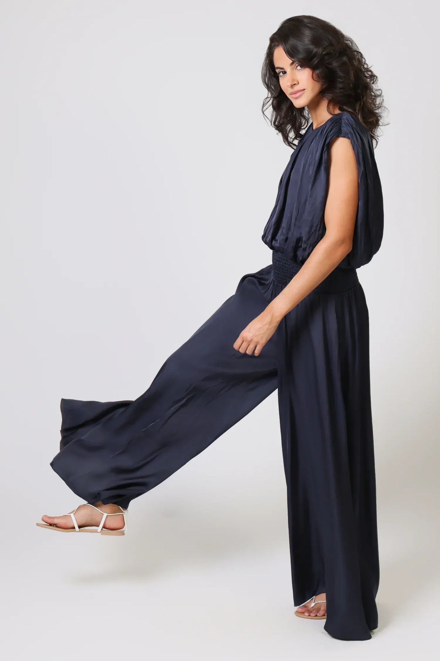 Traffic People Trousers Aurora Wide Leg Trousers in Navy