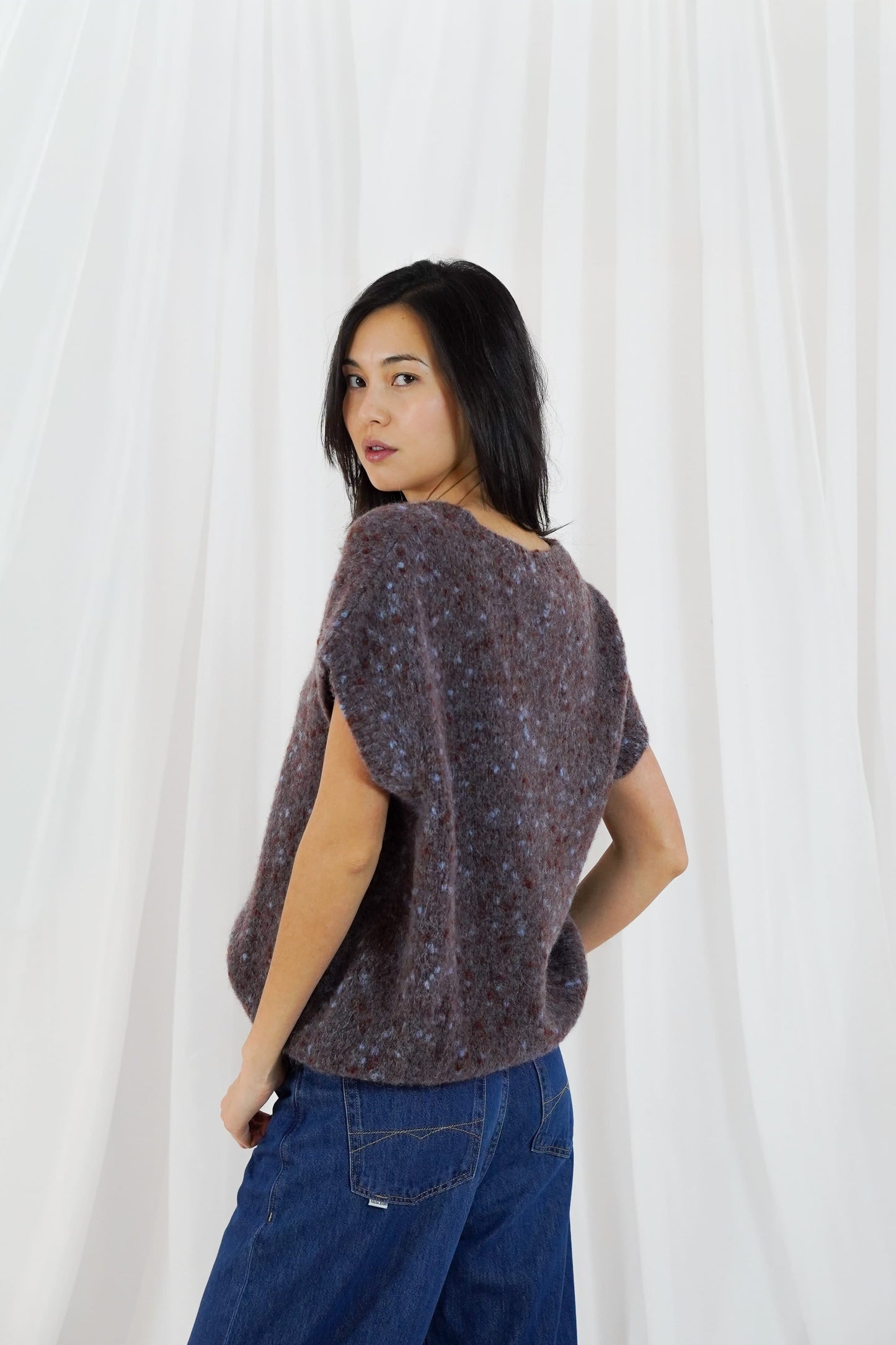 TWINS The Label Knitwear Madelina Knit in Burgundy Blue