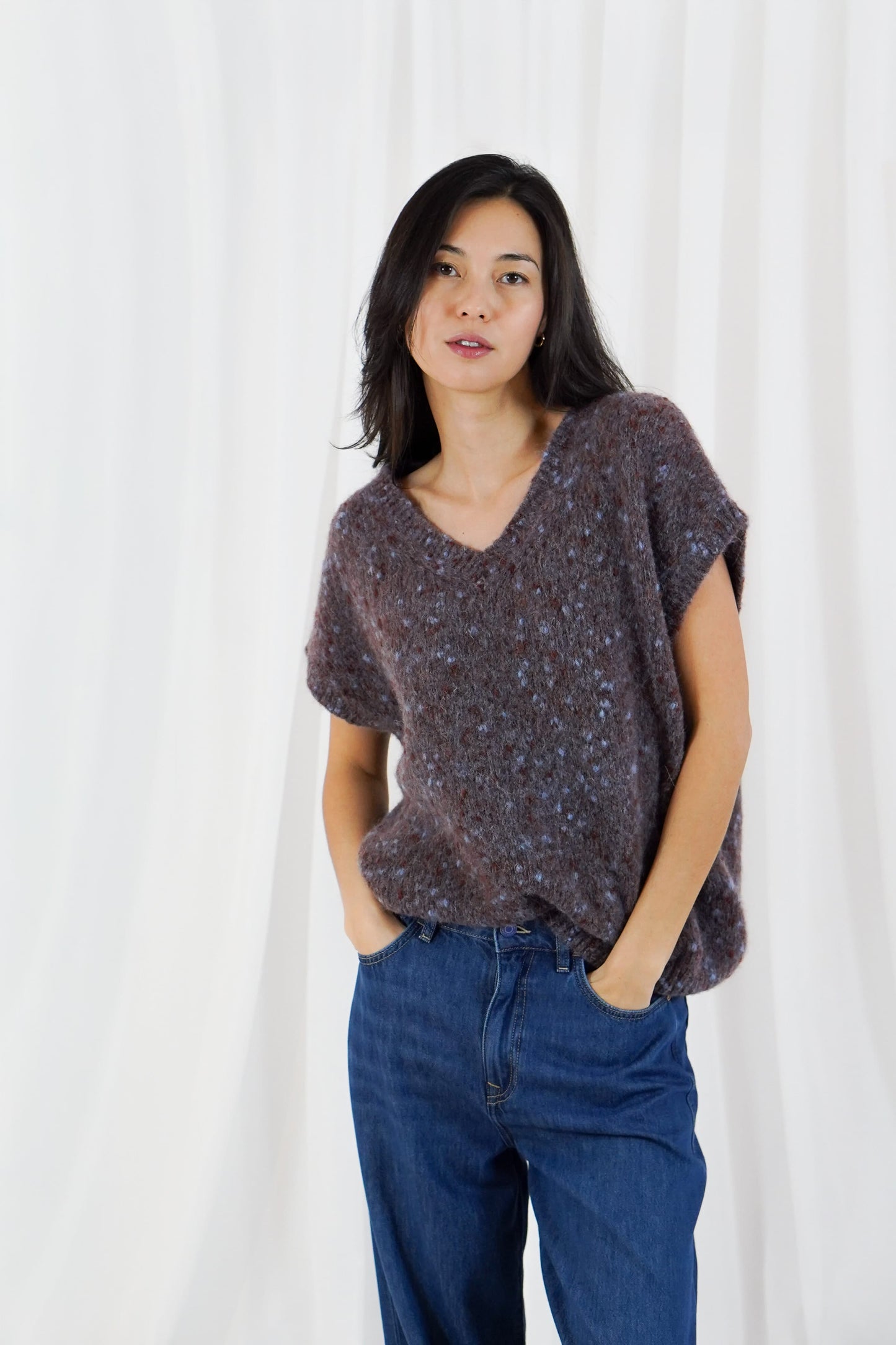TWINS The Label Knitwear Madelina Knit in Burgundy Blue