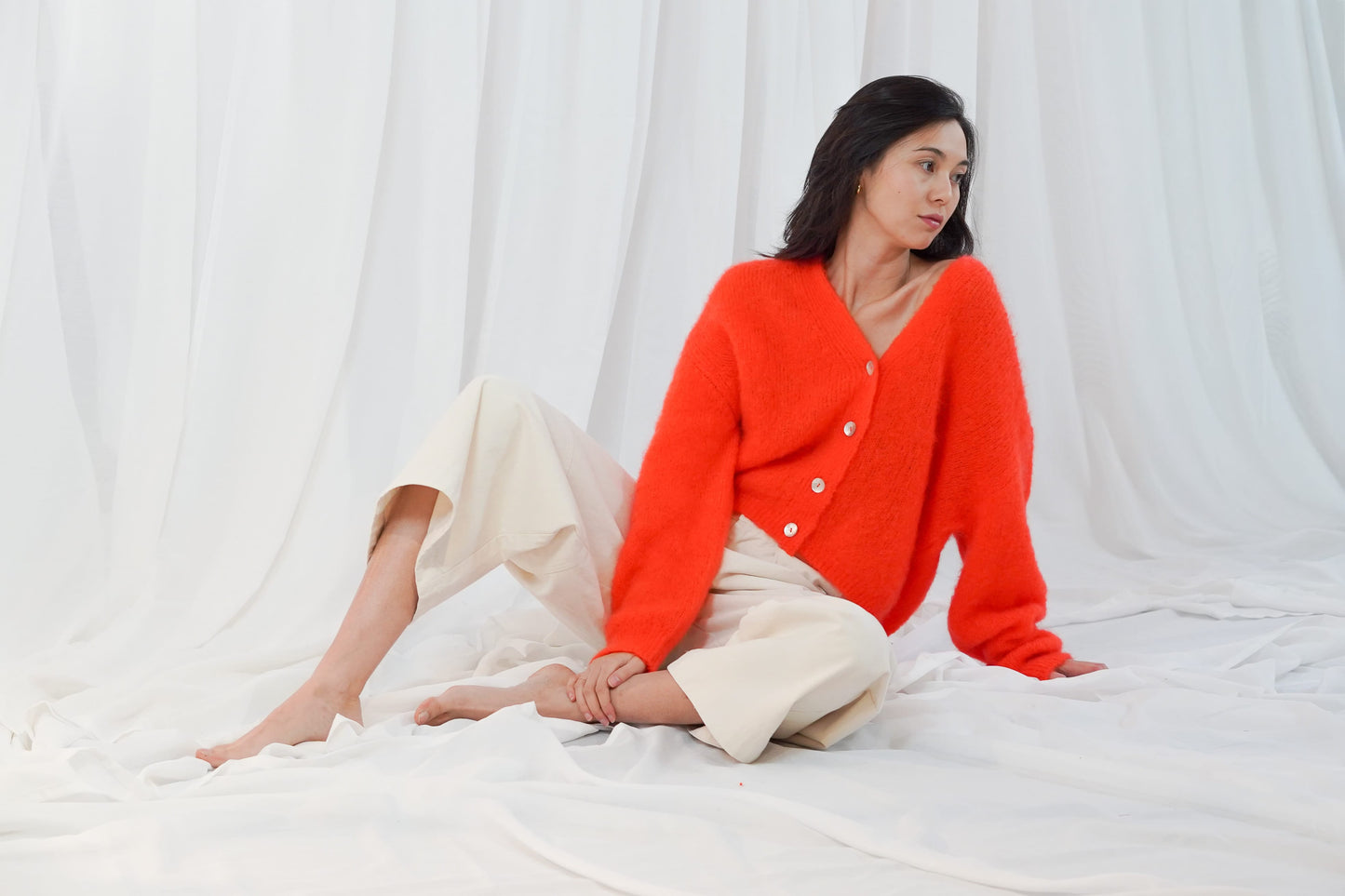 TWINS The Label Knitwear Malia Buttoned Knit in Fire