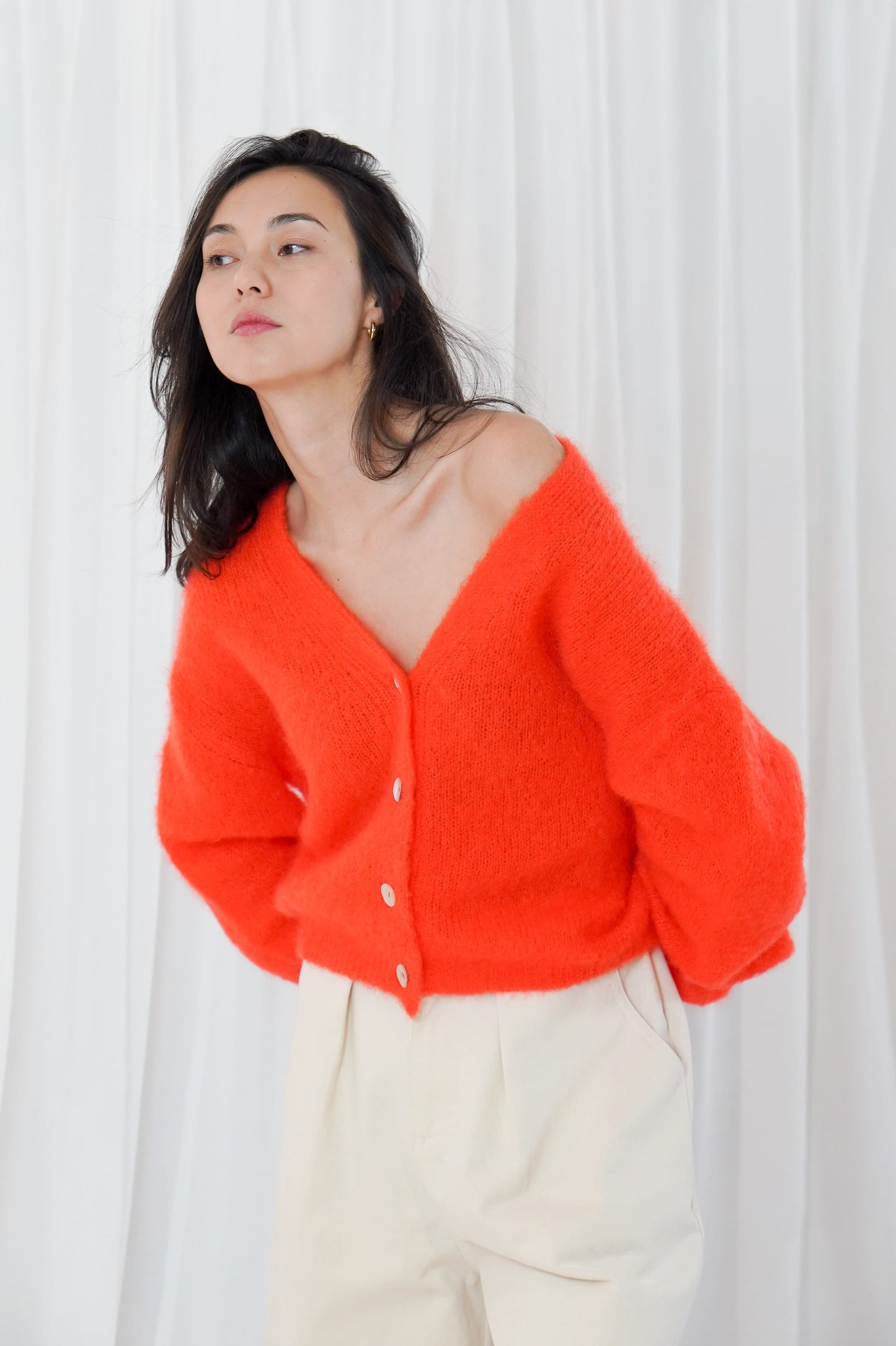 TWINS The Label Knitwear Malia Buttoned Knit in Fire