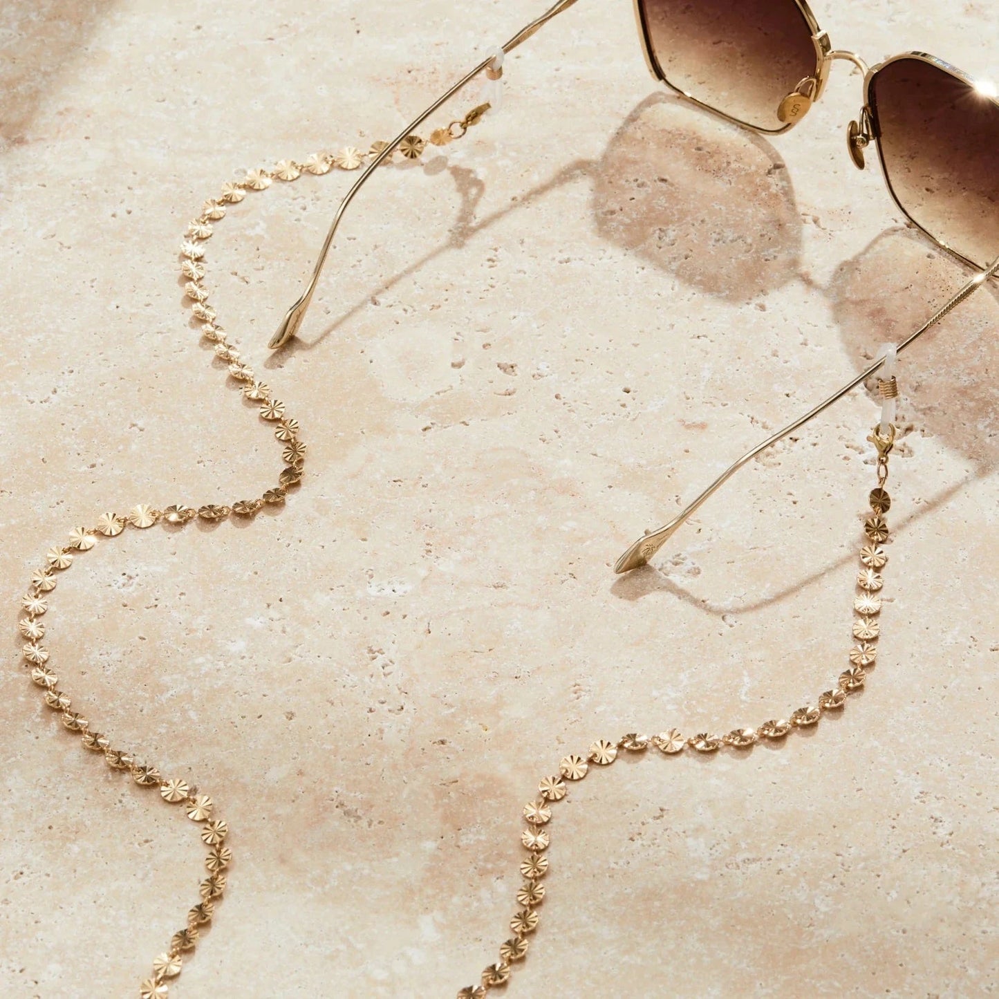 Unchained Society Eyewear Accessories Rose Gold Disc Daisy Glasses Chain
