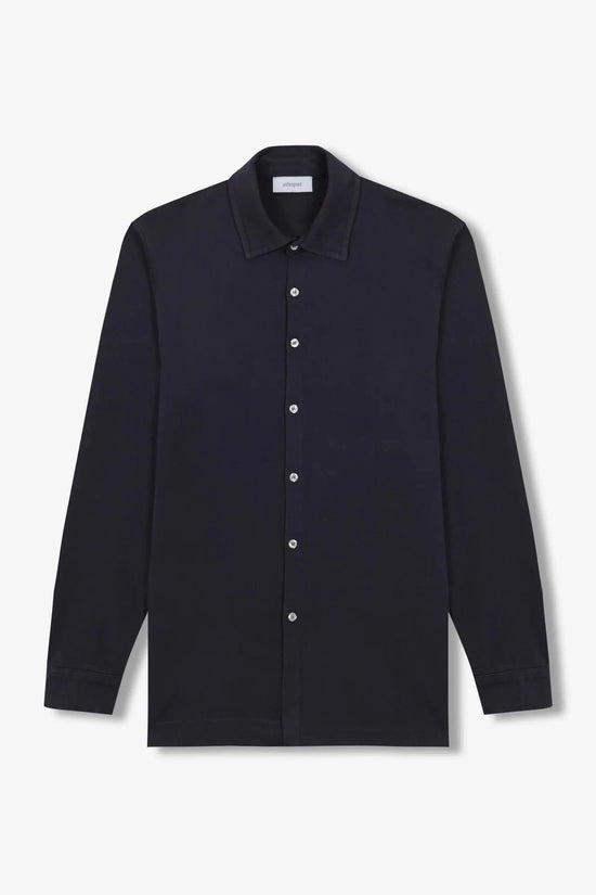 Unfeigned Mens Shirts Jersey Buttoned Up Shirt in Blue Graphite
