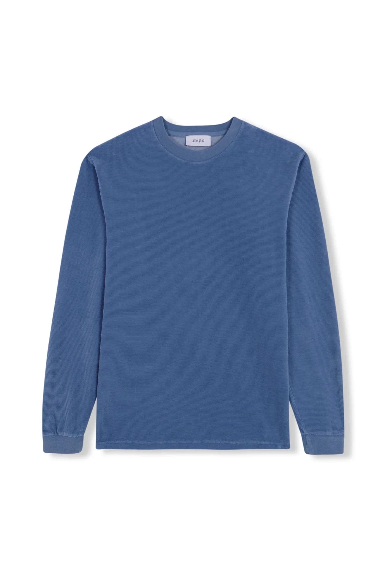 Unfeigned Mens T-Shirts Velour Long Sleeve Tee in Dusty Blue