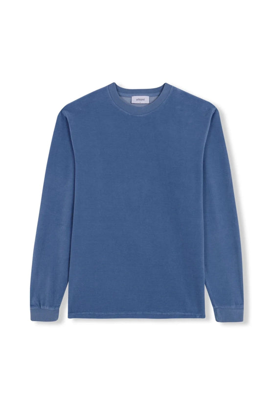 Unfeigned Mens T-Shirts Velour Long Sleeve Tee in Dusty Blue