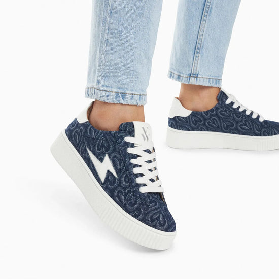 Vanessa Wu Footwear Enola Denim Heart Trainers