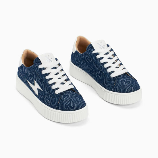 Vanessa Wu Footwear Enola Denim Heart Trainers