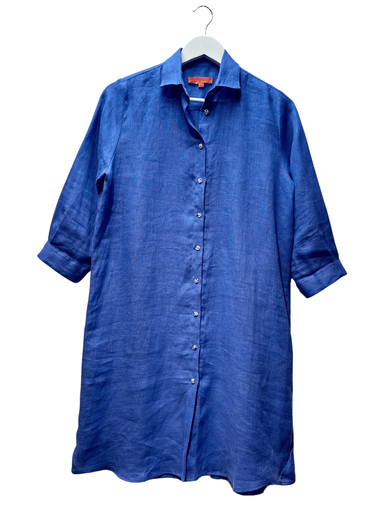 Vilagallo Dresses Dover Blue Linen Shirt Dress
