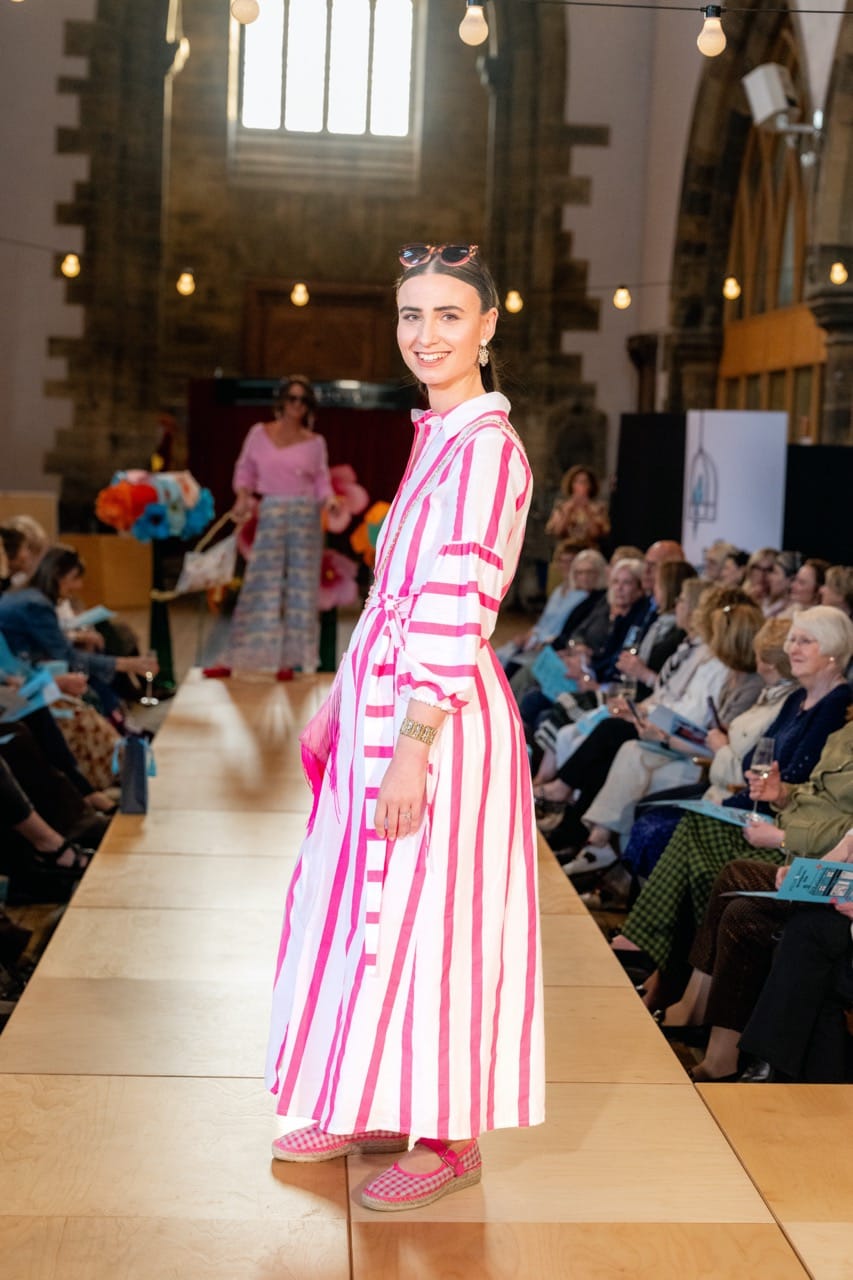 Vilagallo Dresses Pink Neon Striped Dress