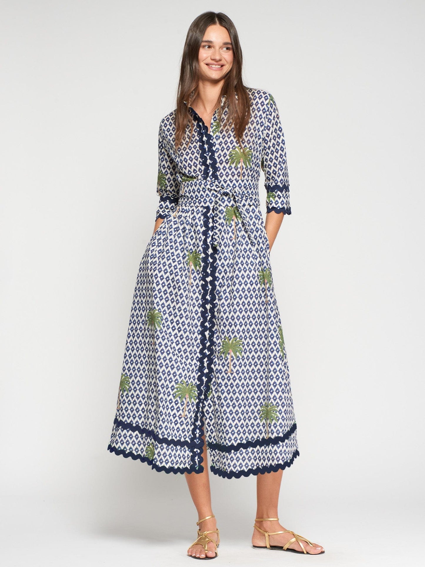 Vilagallo Dresses The Postcard Palm Shirt Dress