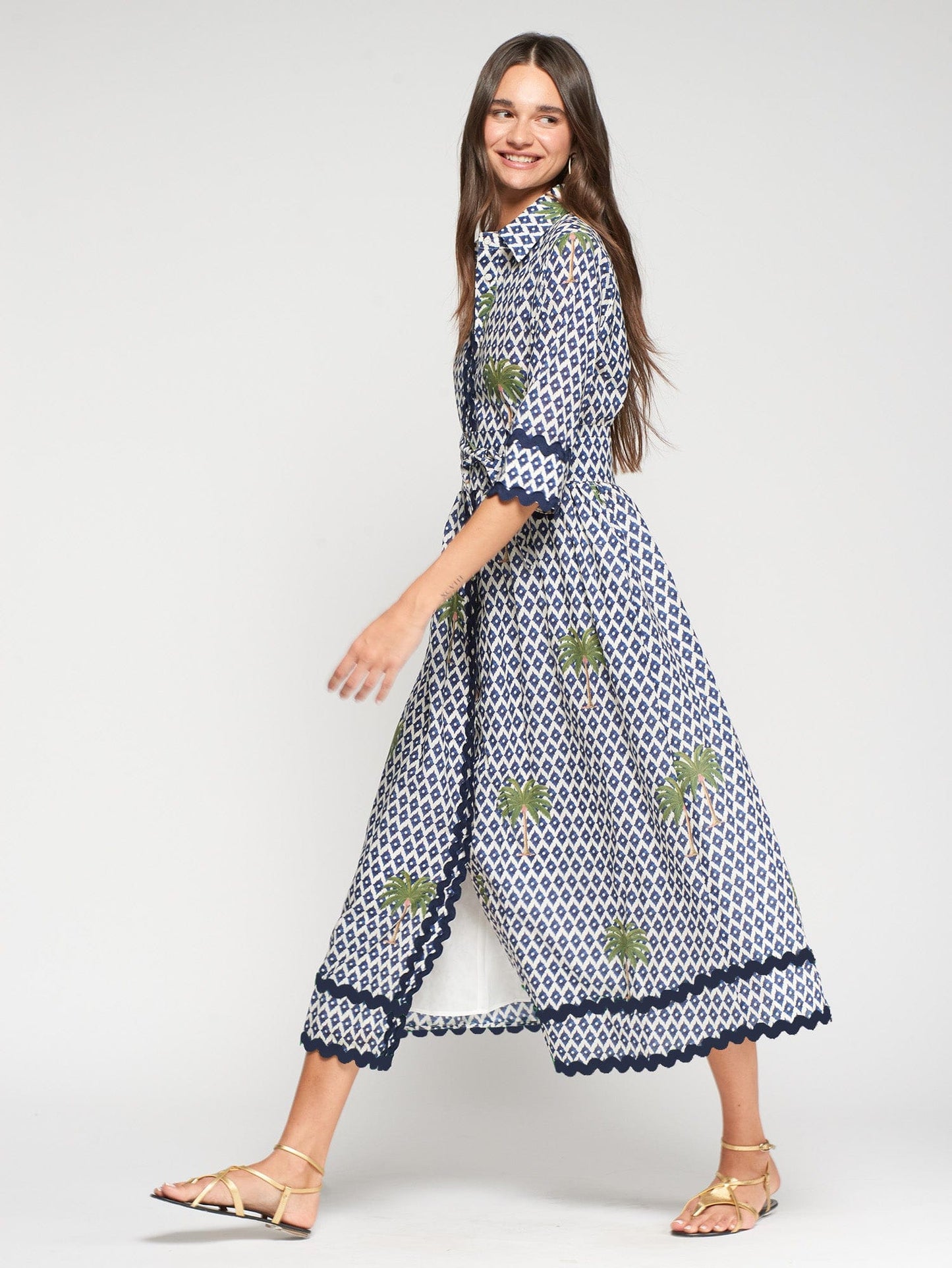 Vilagallo Dresses The Postcard Palm Shirt Dress