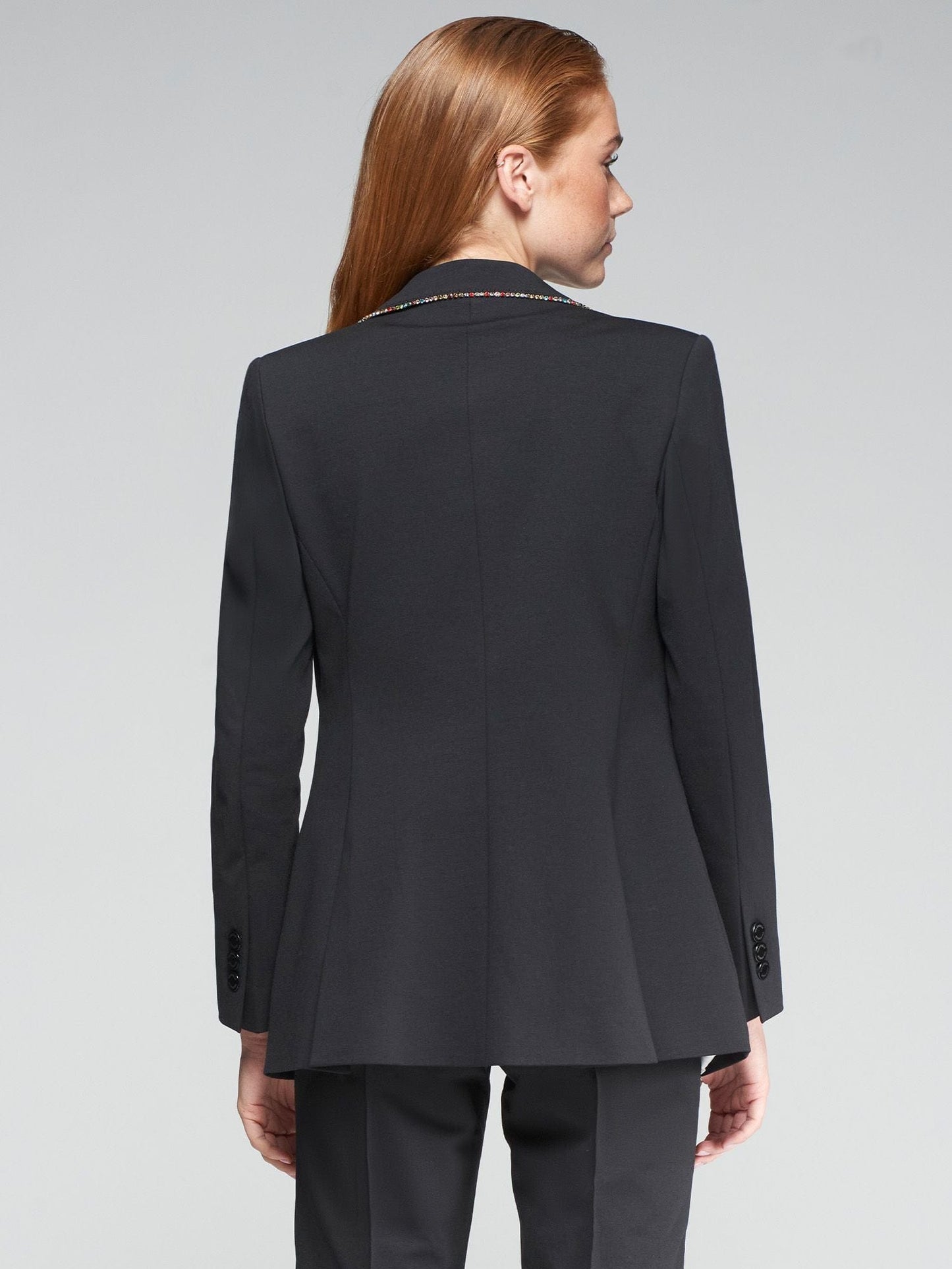 Vilagallo Black Blazer with Diamanté Edge – Tailored Black Jacket with Sparkling Detailing – Nellie & Dove