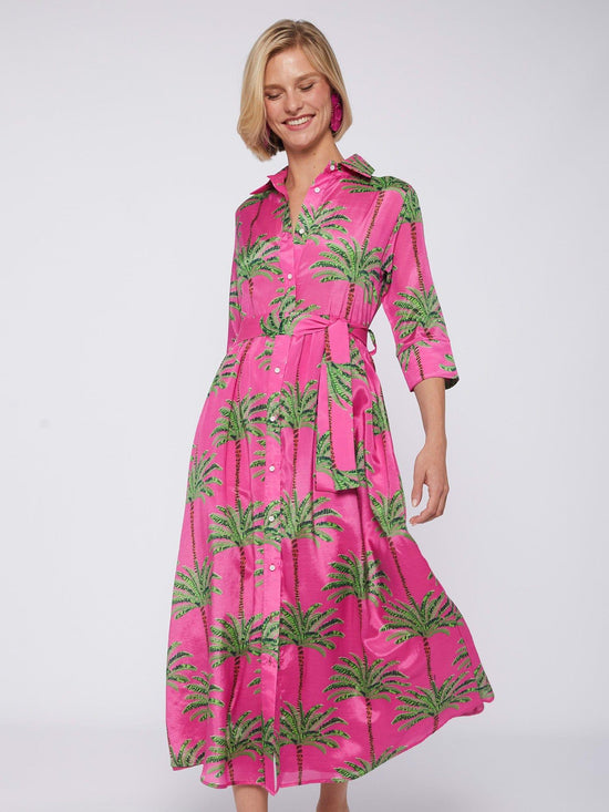 Load image into Gallery viewer, Vilagallo Pink Palm Tree Dress
