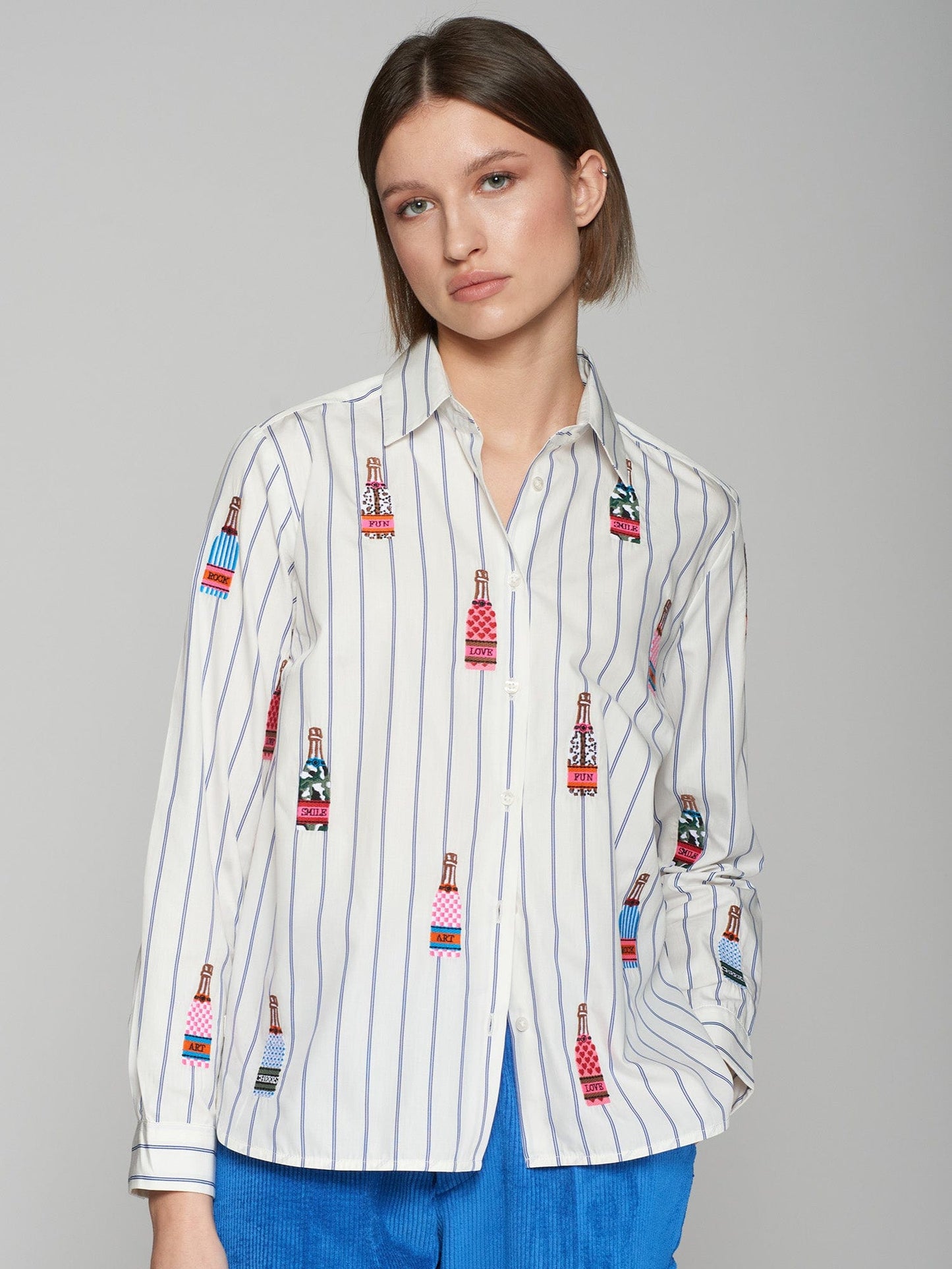 Vilagallo Tops Embellished Fizz Striped Shirt