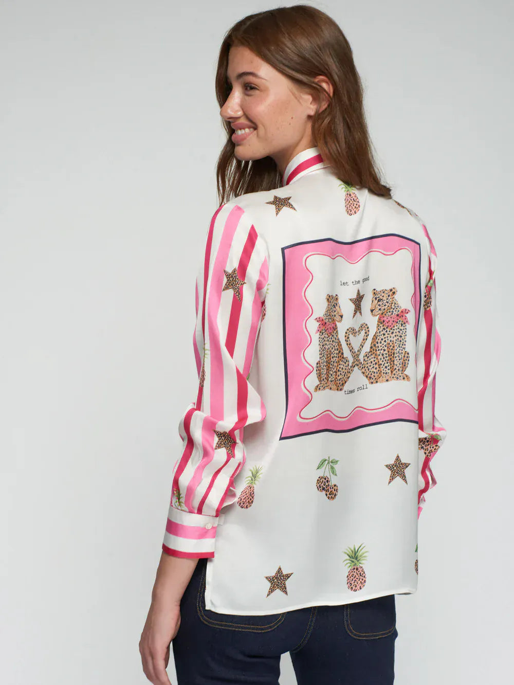 Vilagallo Tops Striped and Leopard Shirt