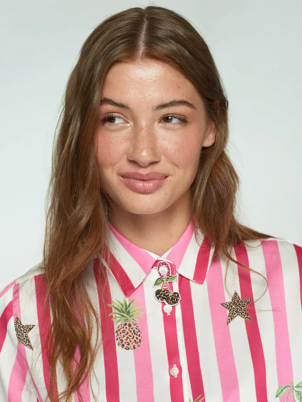 Vilagallo Tops Striped and Leopard Shirt