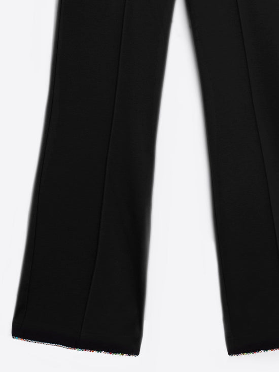 Vilagallo Diamante Trimmed Trousers – Elegant Black Pants with Sparkling Ankle Detail – Nellie & Dove