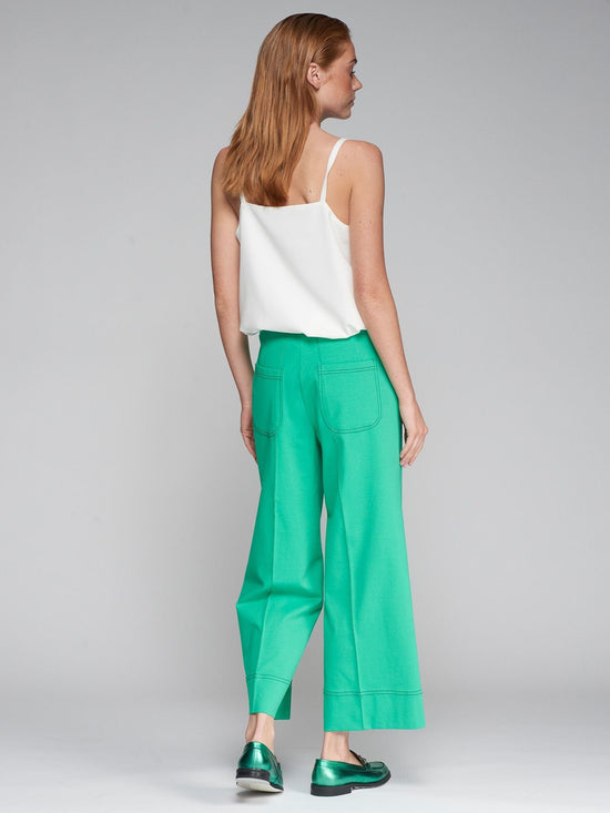 Vilagallo Green Cropped Trousers – Comfortable Cotton Blend with Stretch – Nellie & Dove