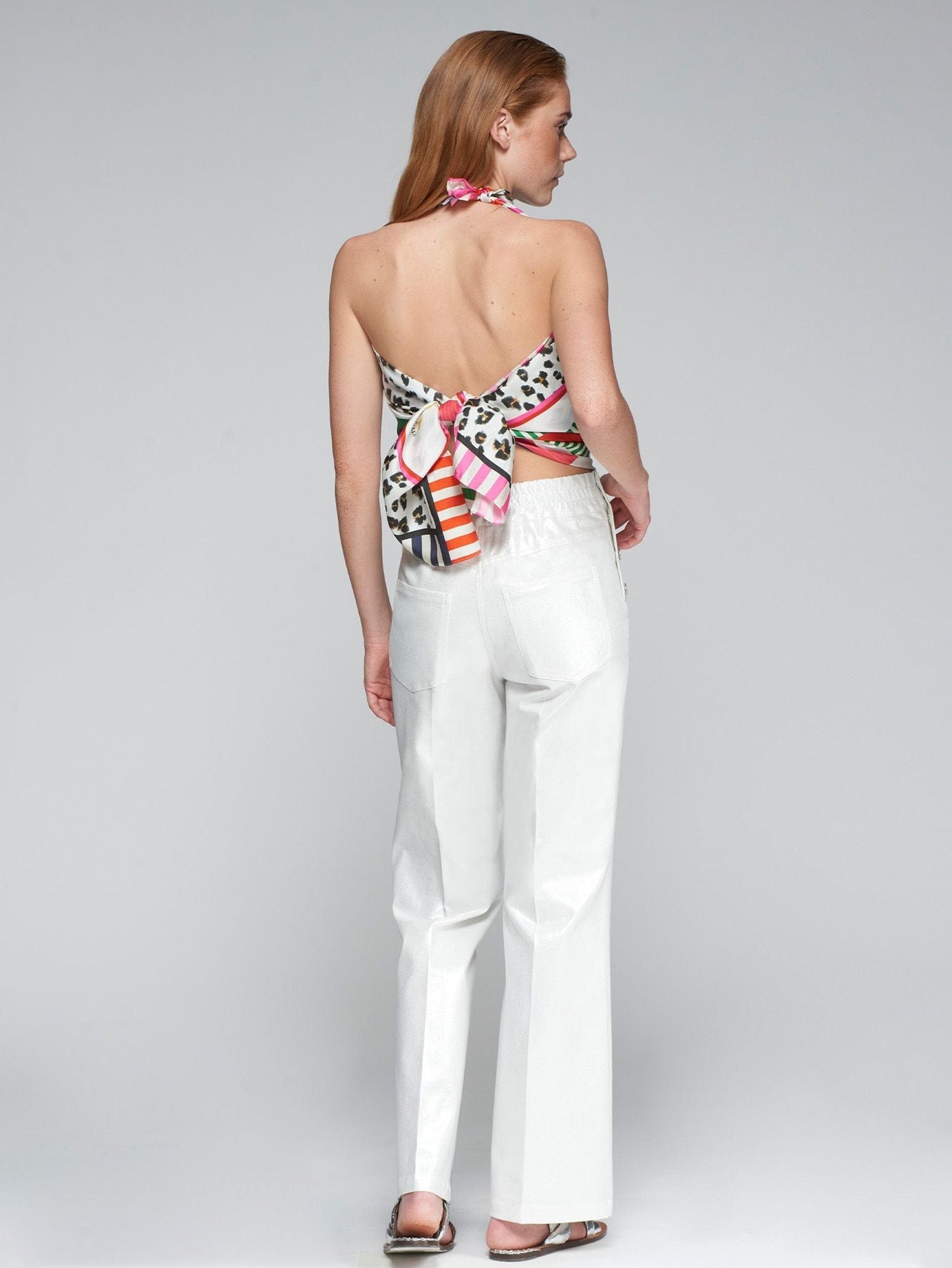 Vilagallo Trousers Side Button White Trousers